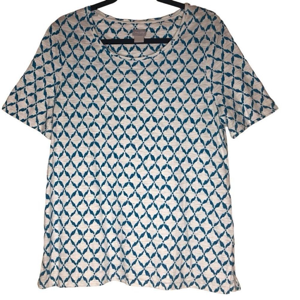 Chico’s Short Sleeve Button Detail Top Size 8